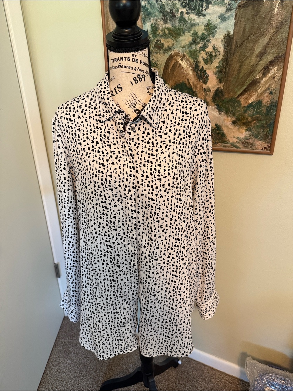 Women's Cynthia Rowley Button Front Shirt 1X Hearts XL